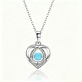 Serene Blue Interlocking Heart Crystal Pendant Necklace