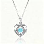 Serene Blue Interlocking Heart Crystal Pendant Necklace