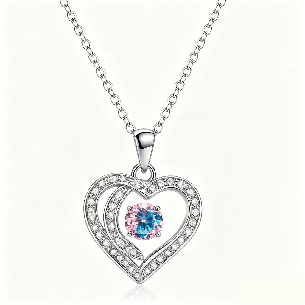 Twilight Rose Gradient Interlocking Heart Pendant Necklace