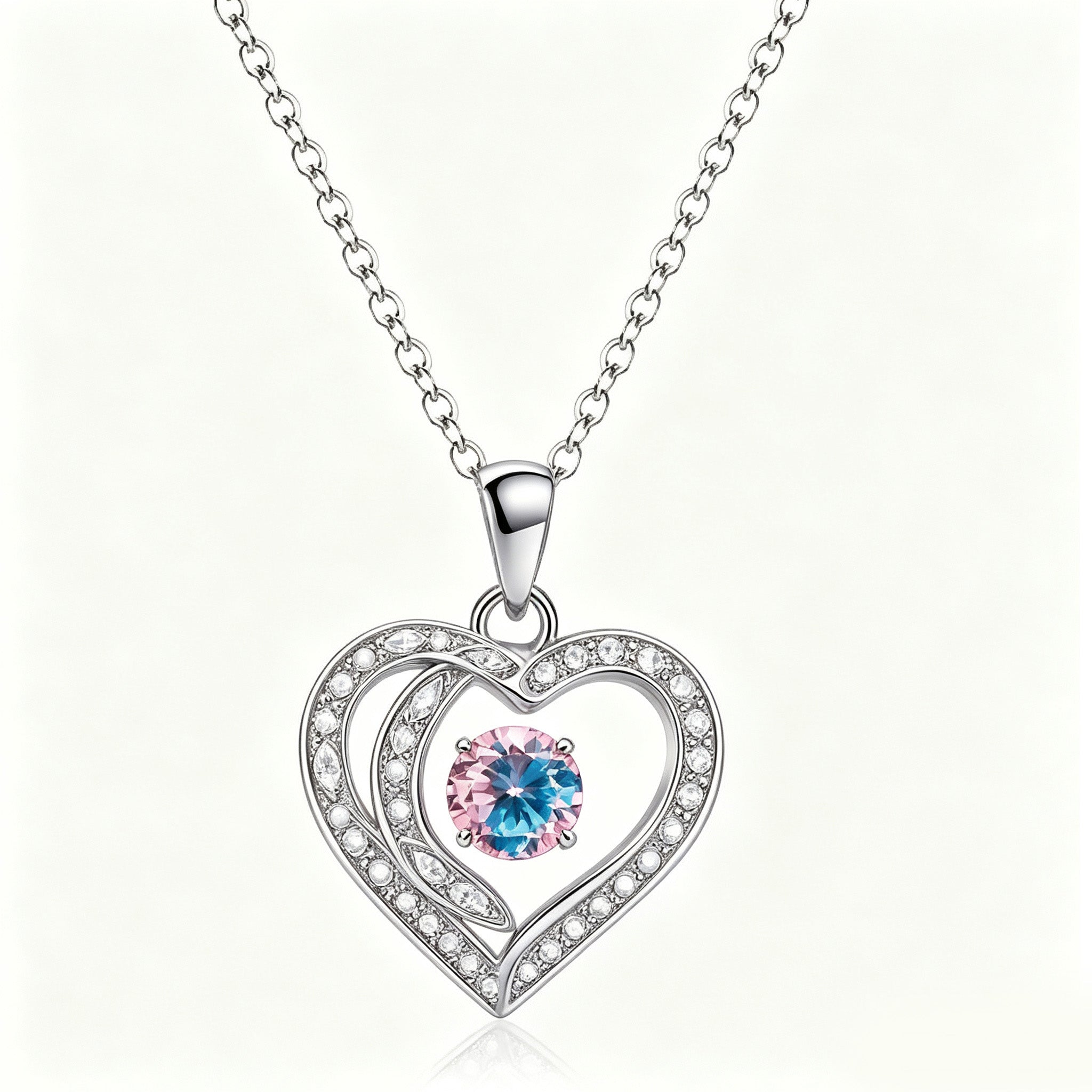 Twilight Rose Gradient Interlocking Heart Pendant Necklace