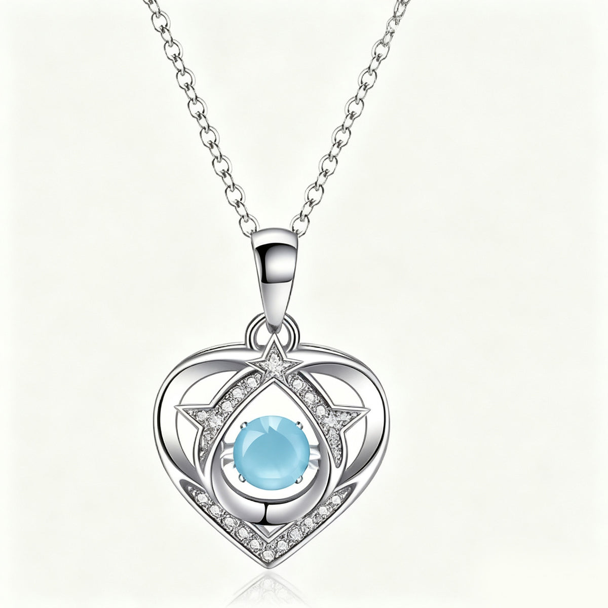 Celestial Starry Heart Crystal Pendant Necklace