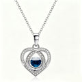 Ocean Horizon Interlocking Heart Crystal Pendant Necklace