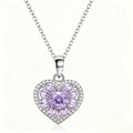 Lavender Blossom Heart Crystal Pendant Necklace