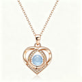 Rose Gold Interlocking Heart Crystal Pendant Necklace