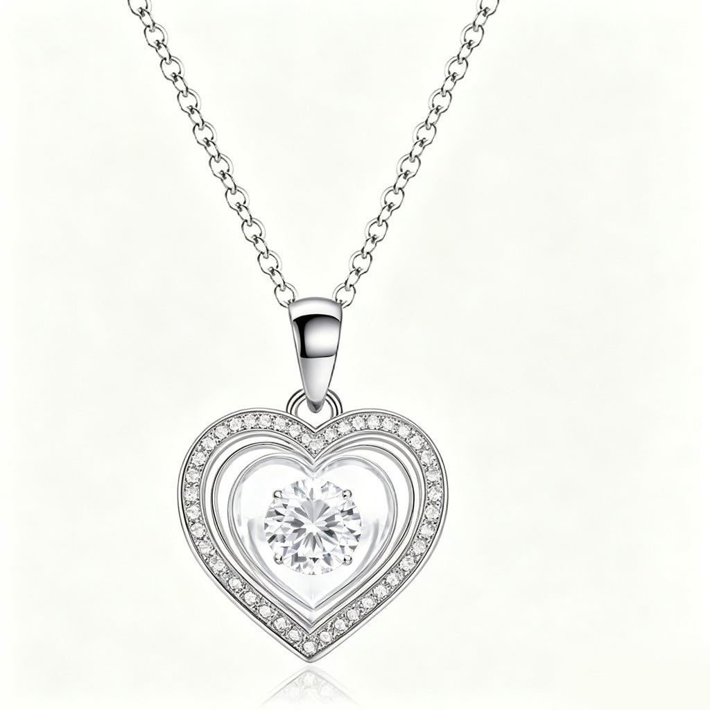 Brilliant Triple Heart Crystal Pendant Necklace