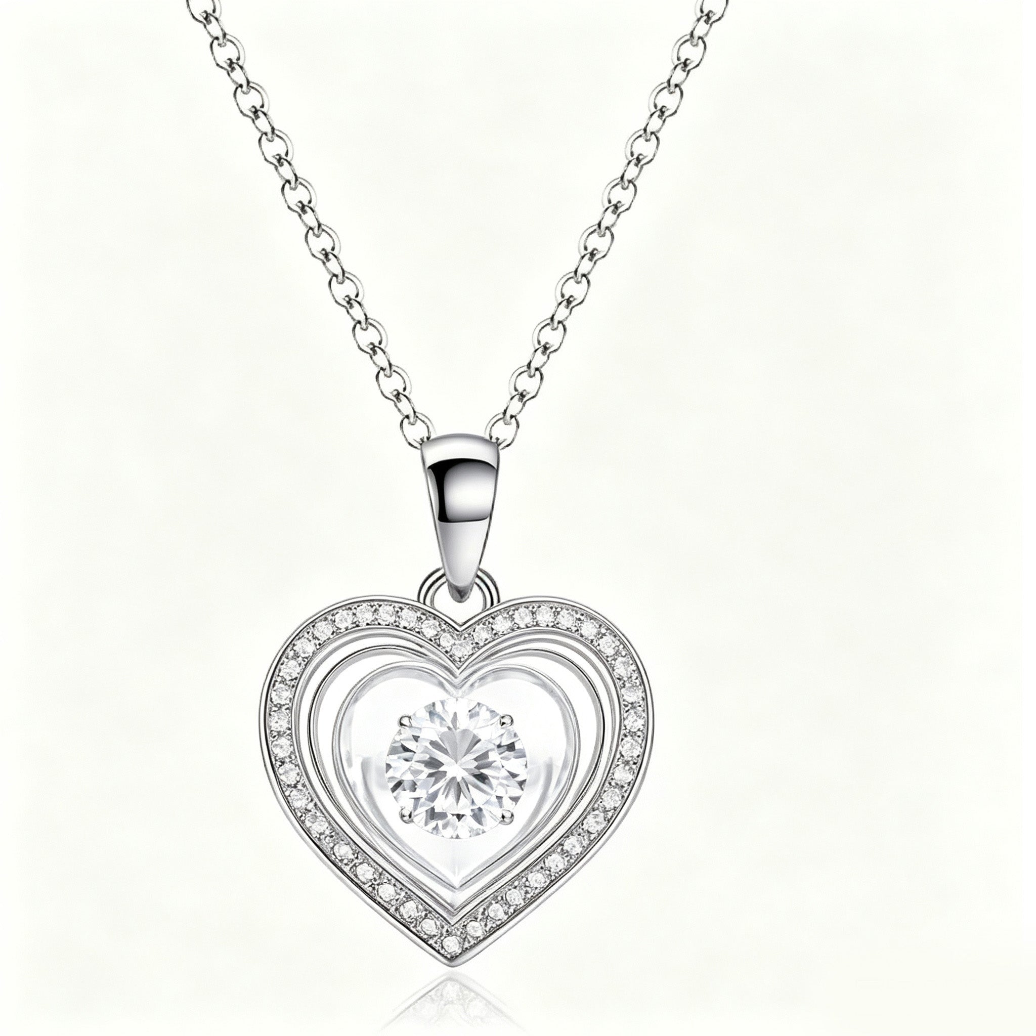 Brilliant Triple Heart Crystal Pendant Necklace