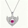 Ruby Winged Heart Crystal Pendant Necklace