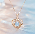 Rose Gold Interlocking Heart Crystal Pendant Necklace