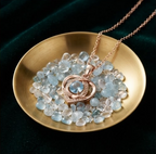 Rose Gold Interlocking Heart Crystal Pendant Necklace