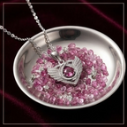 Ruby Winged Heart Crystal Pendant Necklace