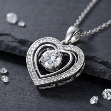 Brilliant Triple Heart Crystal Pendant Necklace