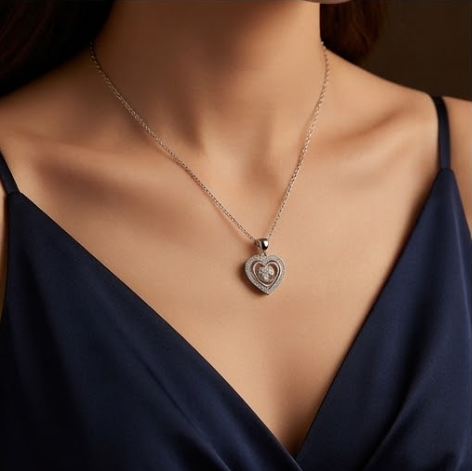 Brilliant Triple Heart Crystal Pendant Necklace