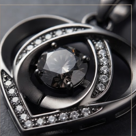 Midnight Black Interlocking Heart Crystal Pendant Necklace