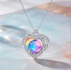 Prism Rainbow Gradient Heart Crystal Pendant Necklace