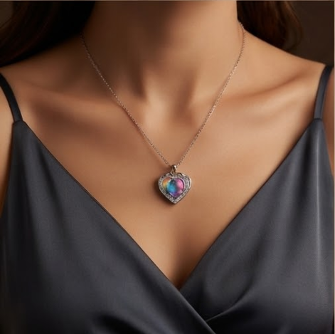 Prism Rainbow Gradient Heart Crystal Pendant Necklace