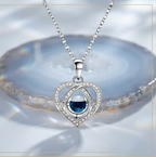 Ocean Horizon Interlocking Heart Crystal Pendant Necklace