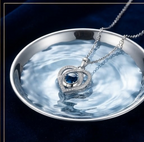Ocean Horizon Interlocking Heart Crystal Pendant Necklace