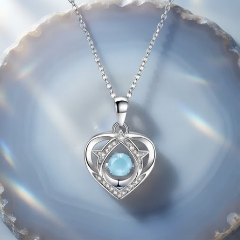 Celestial Starry Heart Crystal Pendant Necklace