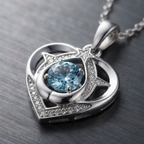 Celestial Starry Heart Crystal Pendant Necklace