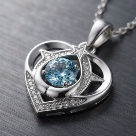 Celestial Starry Heart Crystal Pendant Necklace