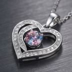 Twilight Rose Gradient Interlocking Heart Pendant Necklace