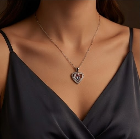 Twilight Rose Gradient Interlocking Heart Pendant Necklace